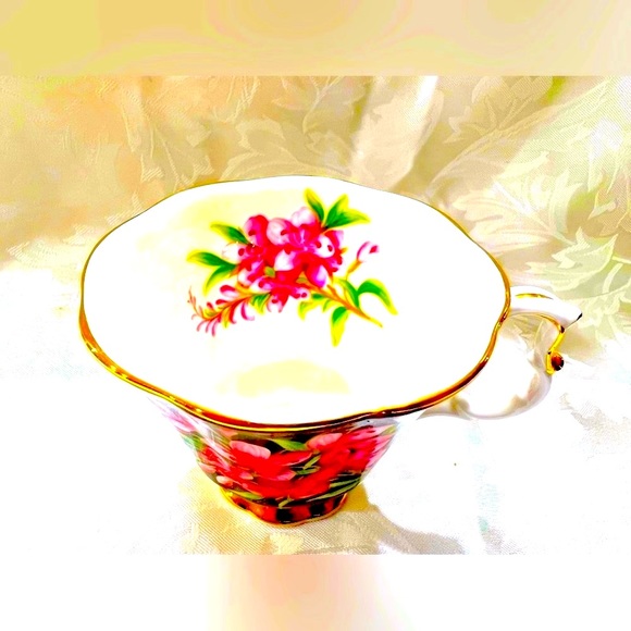 Royal Albert Provincial Flowers Series Fireweed Teacup & Saucer GOLD hand Paint - Picture 3 of 5
